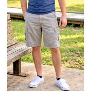 G.H. Bass Men Heritage Cargo Shorts Gray Cotton Utility Hiking Casual 33W x 11L